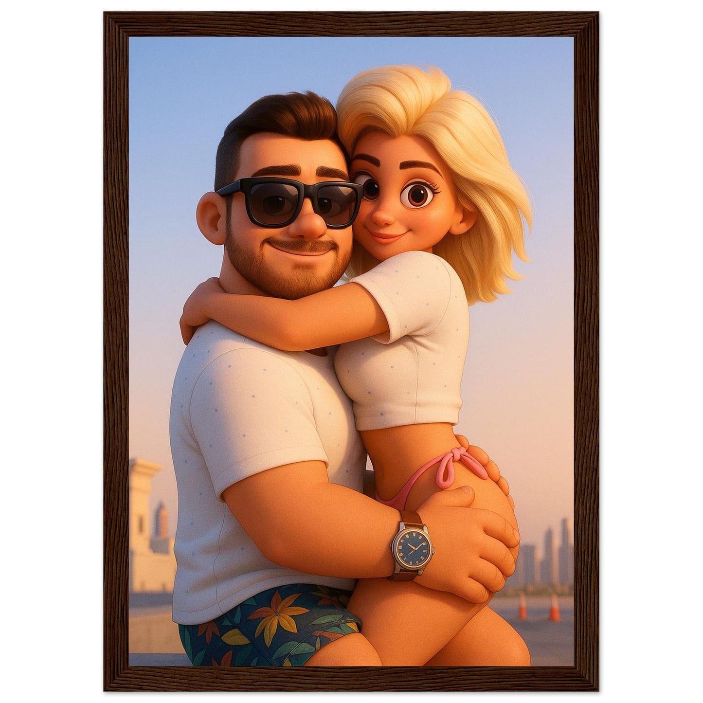 Personalized Couple Portrait – Framed Print - Masterpiece Print