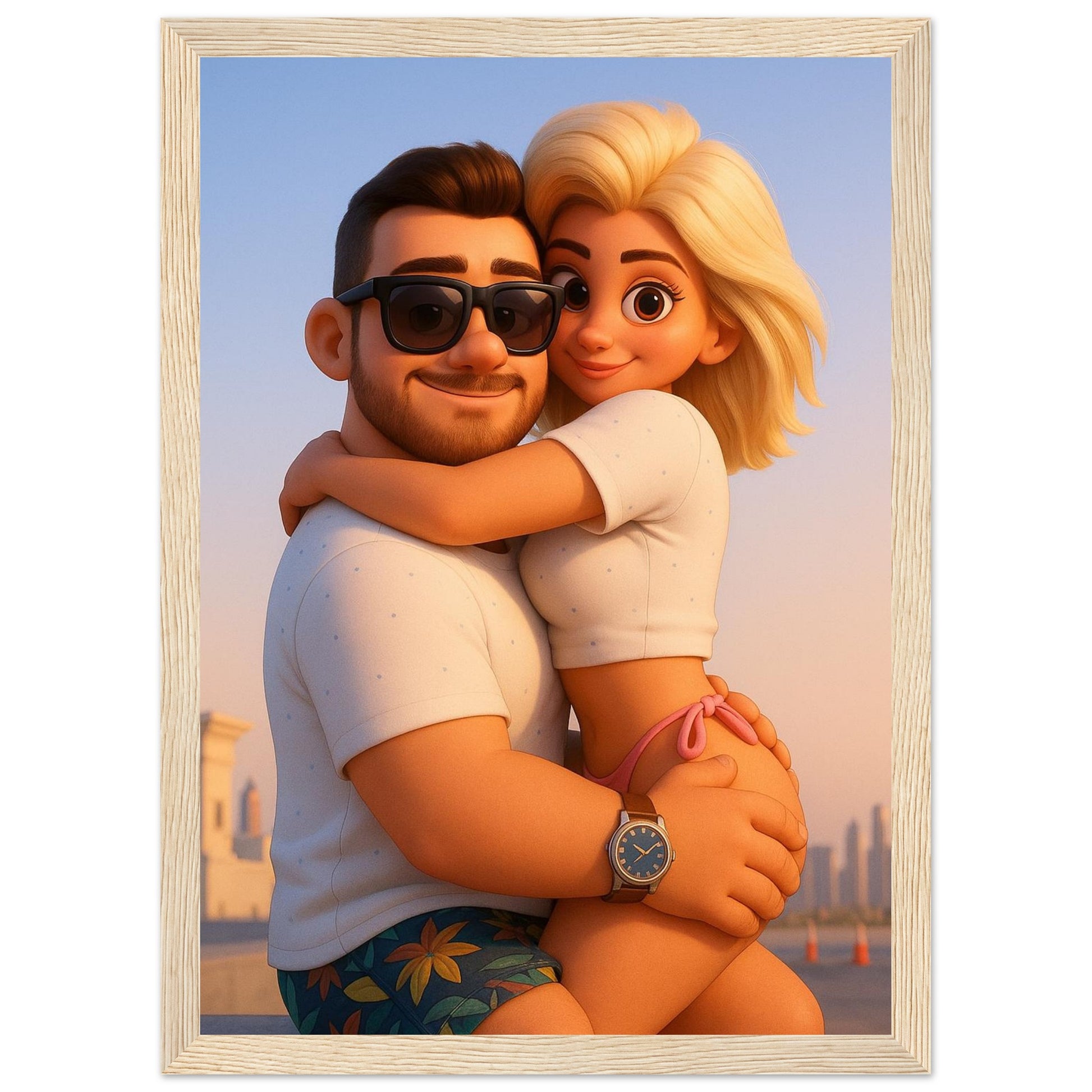 Personalized Couple Portrait – Framed Print - Masterpiece Print