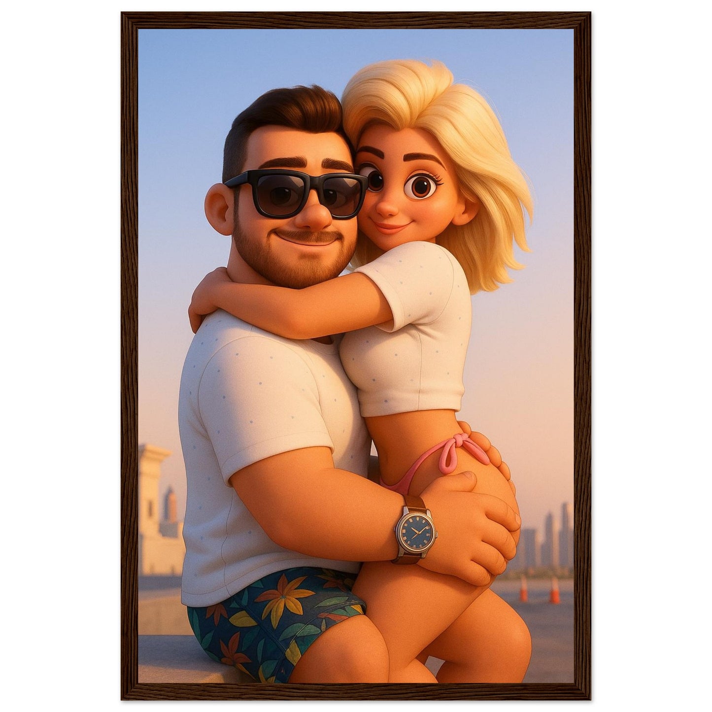 Personalized Couple Portrait – Framed Print - Masterpiece Print