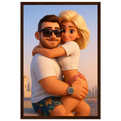 Personalized Couple Portrait – Framed Print - Masterpiece Print