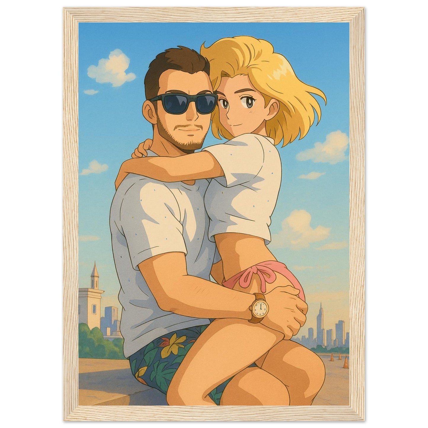 Personalized Couple Portrait – Framed Print - Masterpiece Print