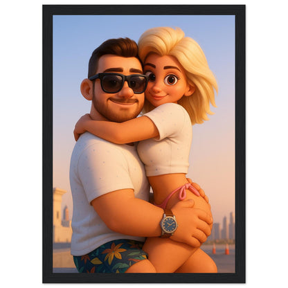 Personalized Couple Portrait – Framed Print - Masterpiece Print