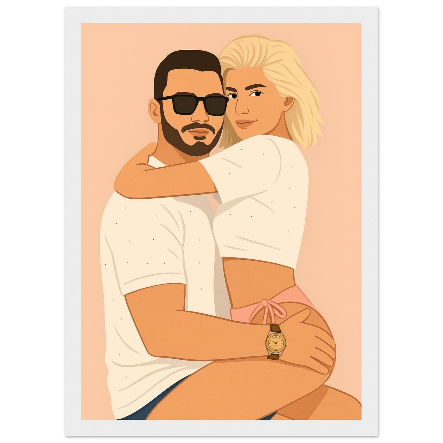 Personalized Couple Portrait – Framed Print - Masterpiece Print