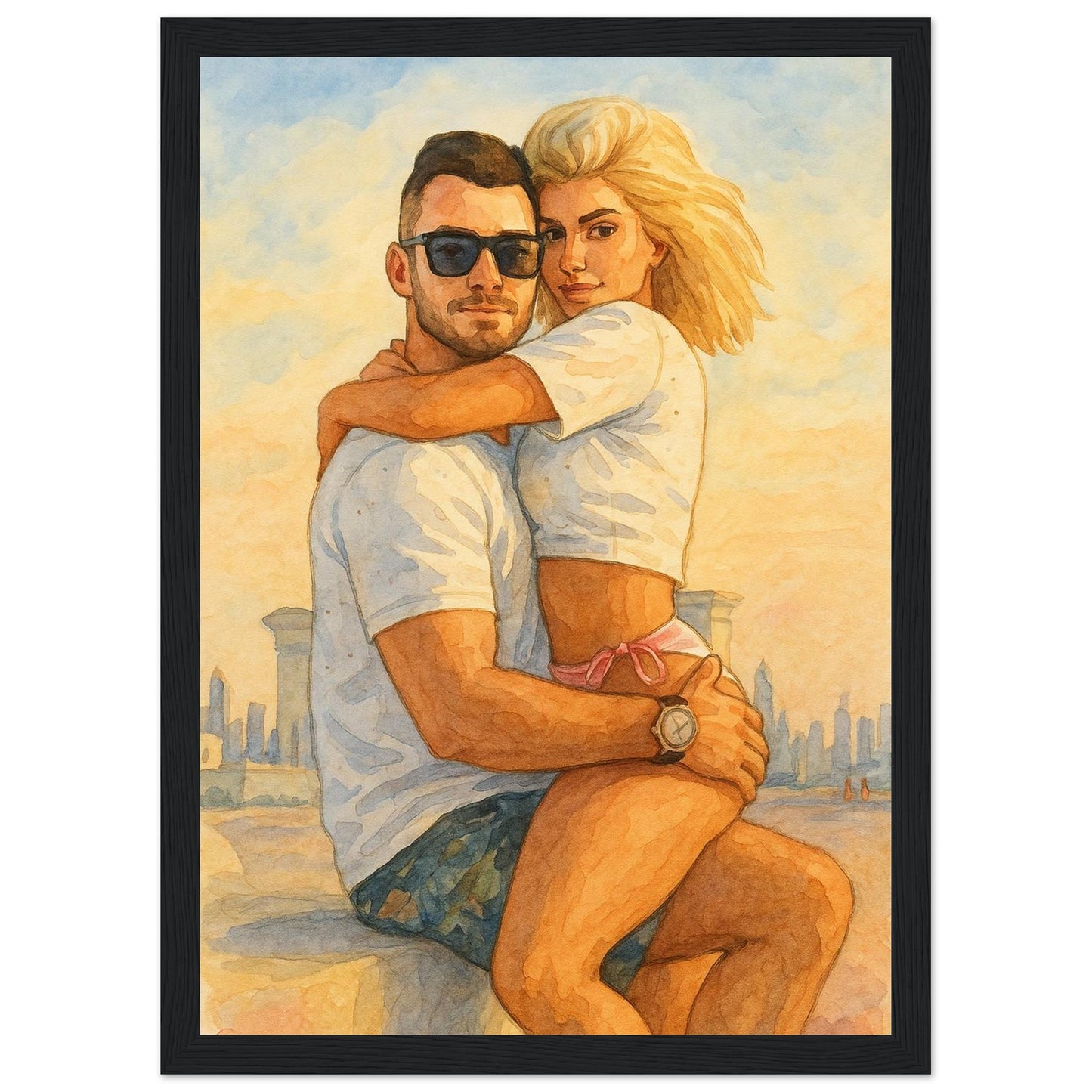 Personalized Couple Portrait – Framed Print - Masterpiece Print