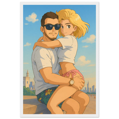 Personalized Couple Portrait – Framed Print - Masterpiece Print