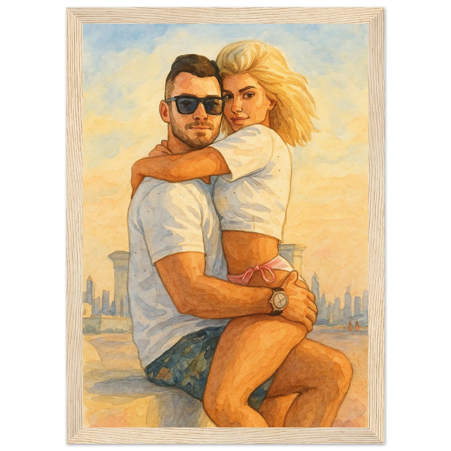 Personalized Couple Portrait – Framed Print - Masterpiece Print
