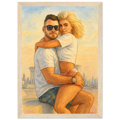 Personalized Couple Portrait – Framed Print - Masterpiece Print