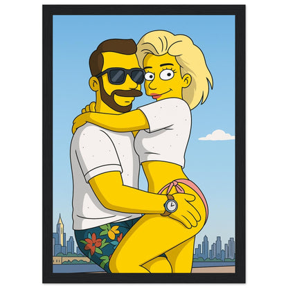 Personalized Couple Portrait – Framed Print - Masterpiece Print