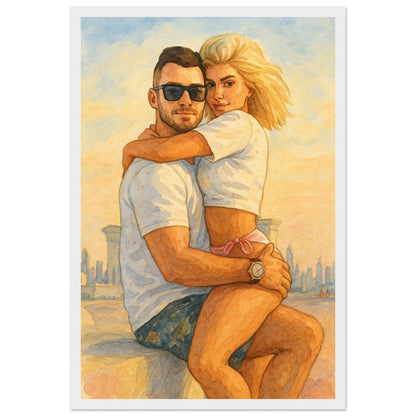 Personalized Couple Portrait – Framed Print - Masterpiece Print