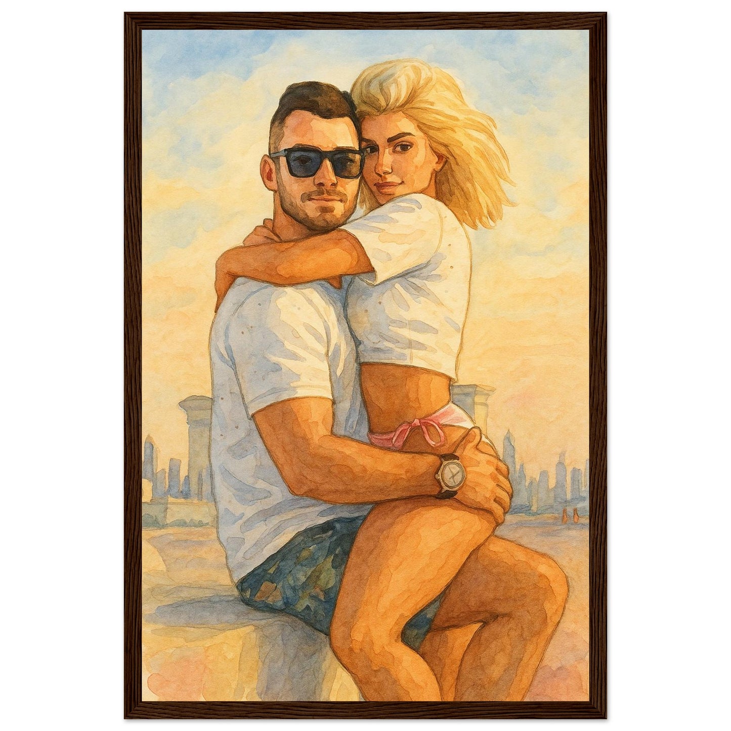 Personalized Couple Portrait – Framed Print - Masterpiece Print