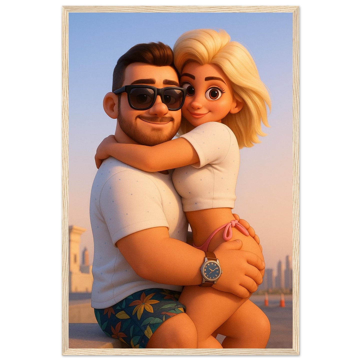 Personalized Couple Portrait – Framed Print - Masterpiece Print