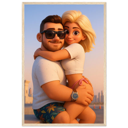 Personalized Couple Portrait – Framed Print - Masterpiece Print