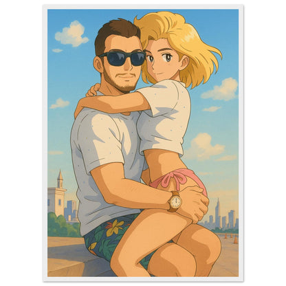 Personalized Couple Portrait – Framed Print - Masterpiece Print