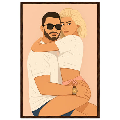 Personalized Couple Portrait – Framed Print - Masterpiece Print