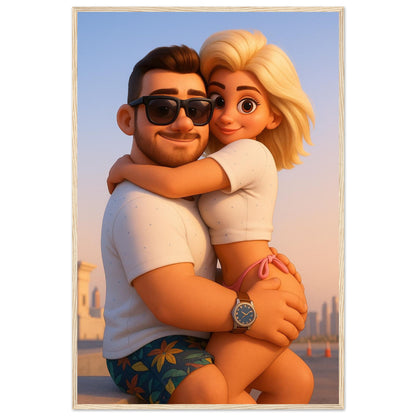 Personalized Couple Portrait – Framed Print - Masterpiece Print