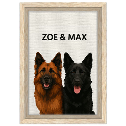 Personalized Dog Portrait – Framed Canvas - Masterpiece Print