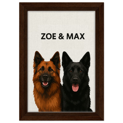 Personalized Dog Portrait – Framed Canvas - Masterpiece Print
