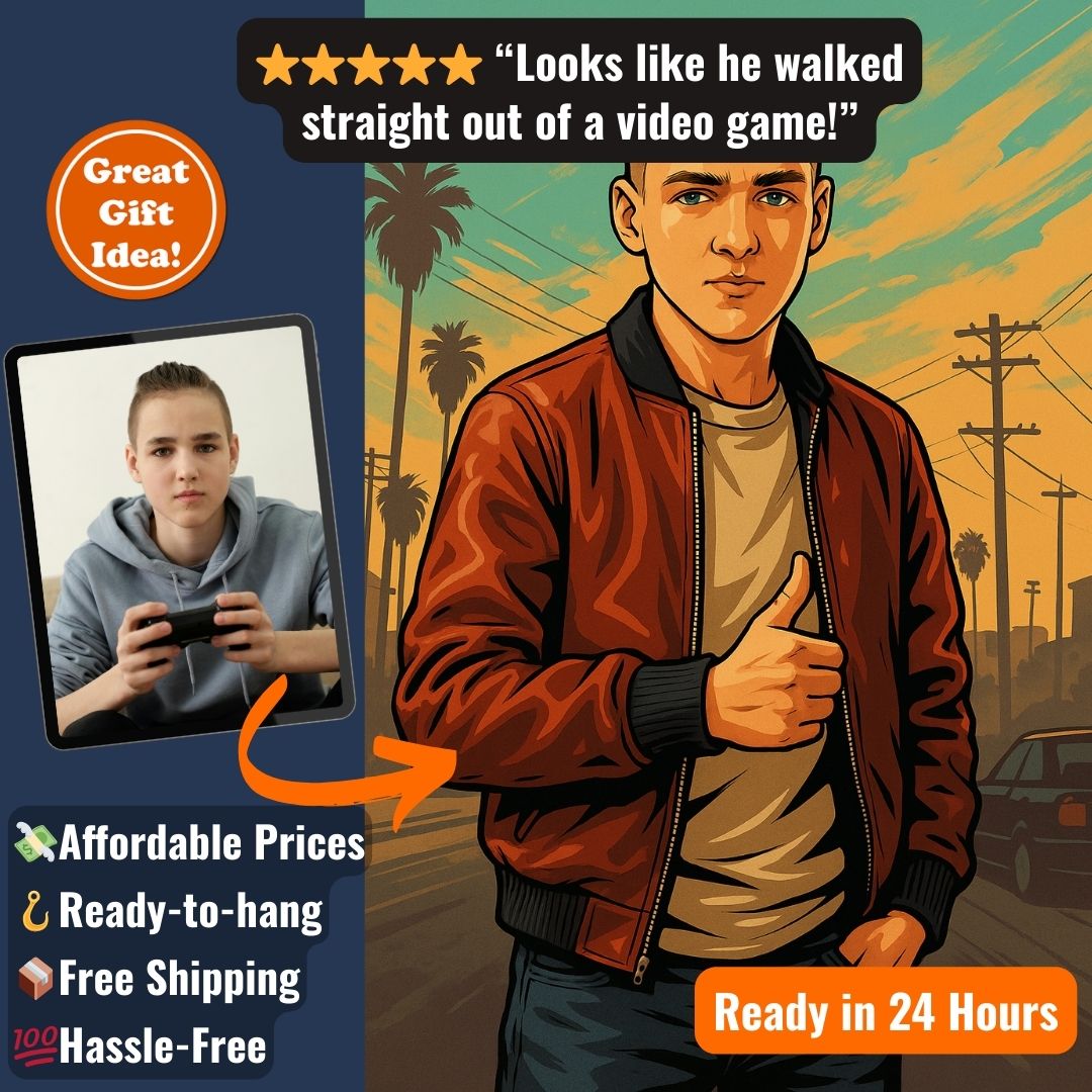 Personalized Gamer Portrait – Canvas - Masterpiece Print