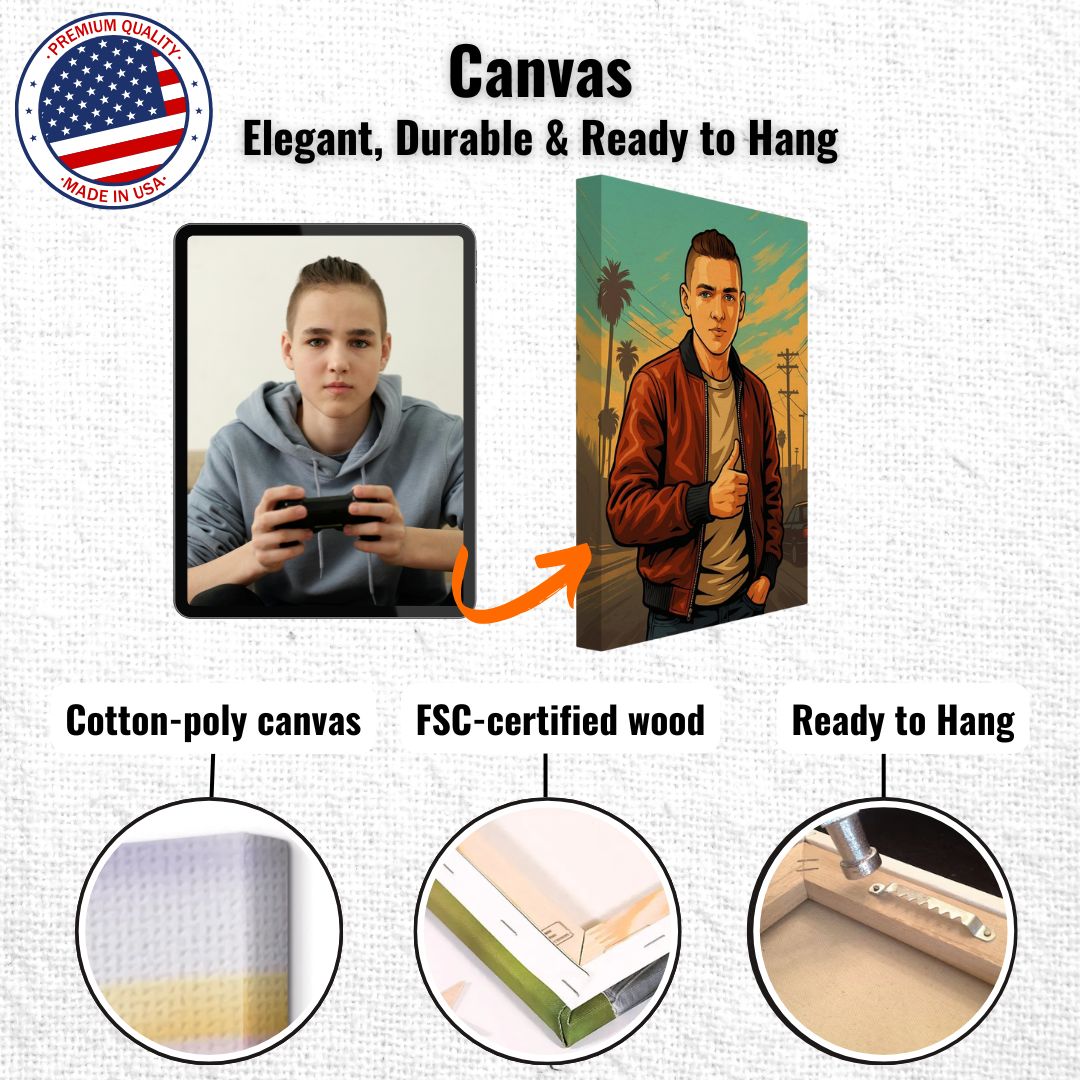 Personalized Gamer Portrait – Canvas - Masterpiece Print