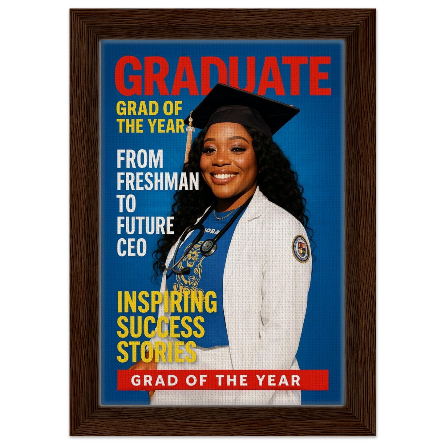 Personalized Graduation Portrait – Framed Canvas - Masterpiece Print