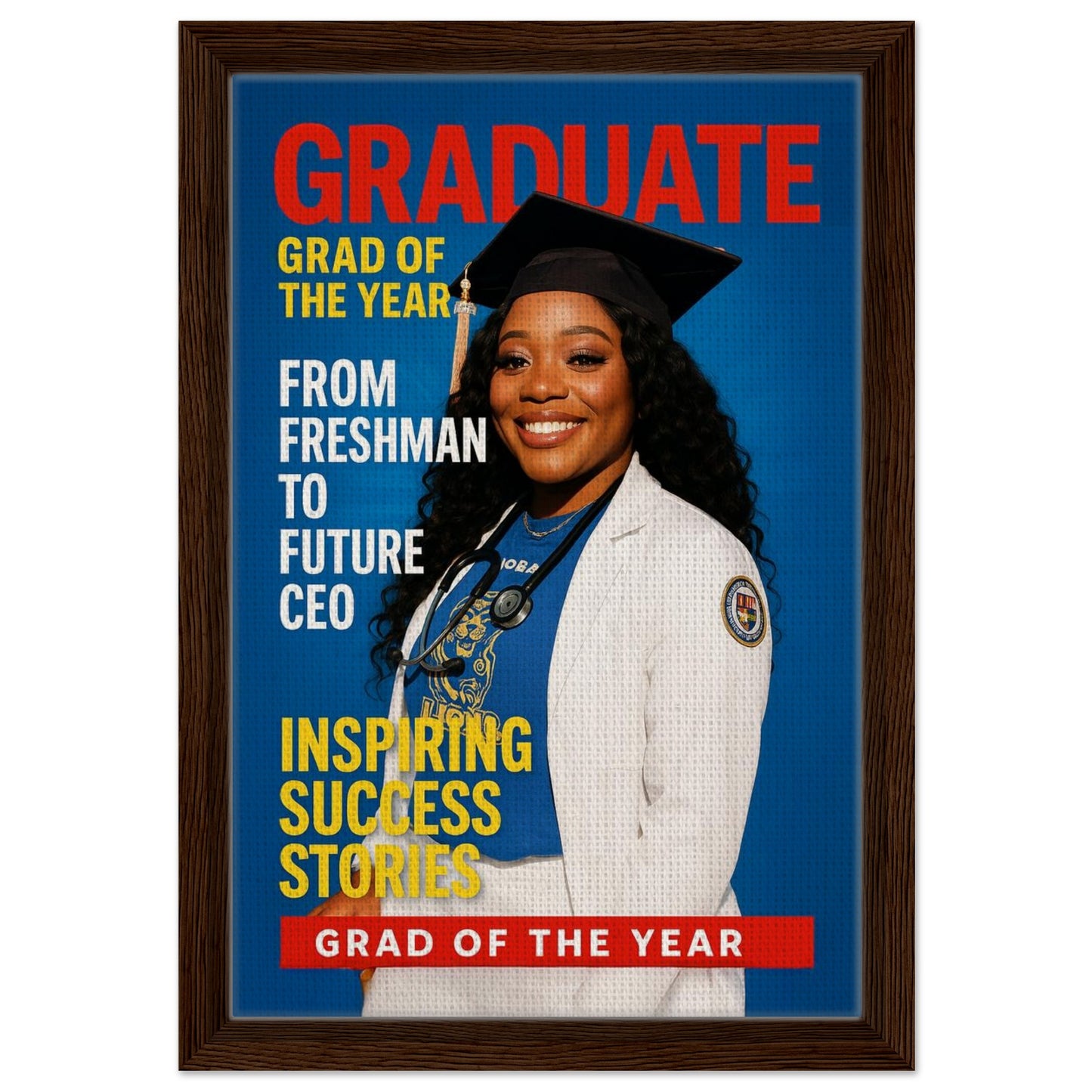 Personalized Graduation Portrait – Framed Canvas - Masterpiece Print