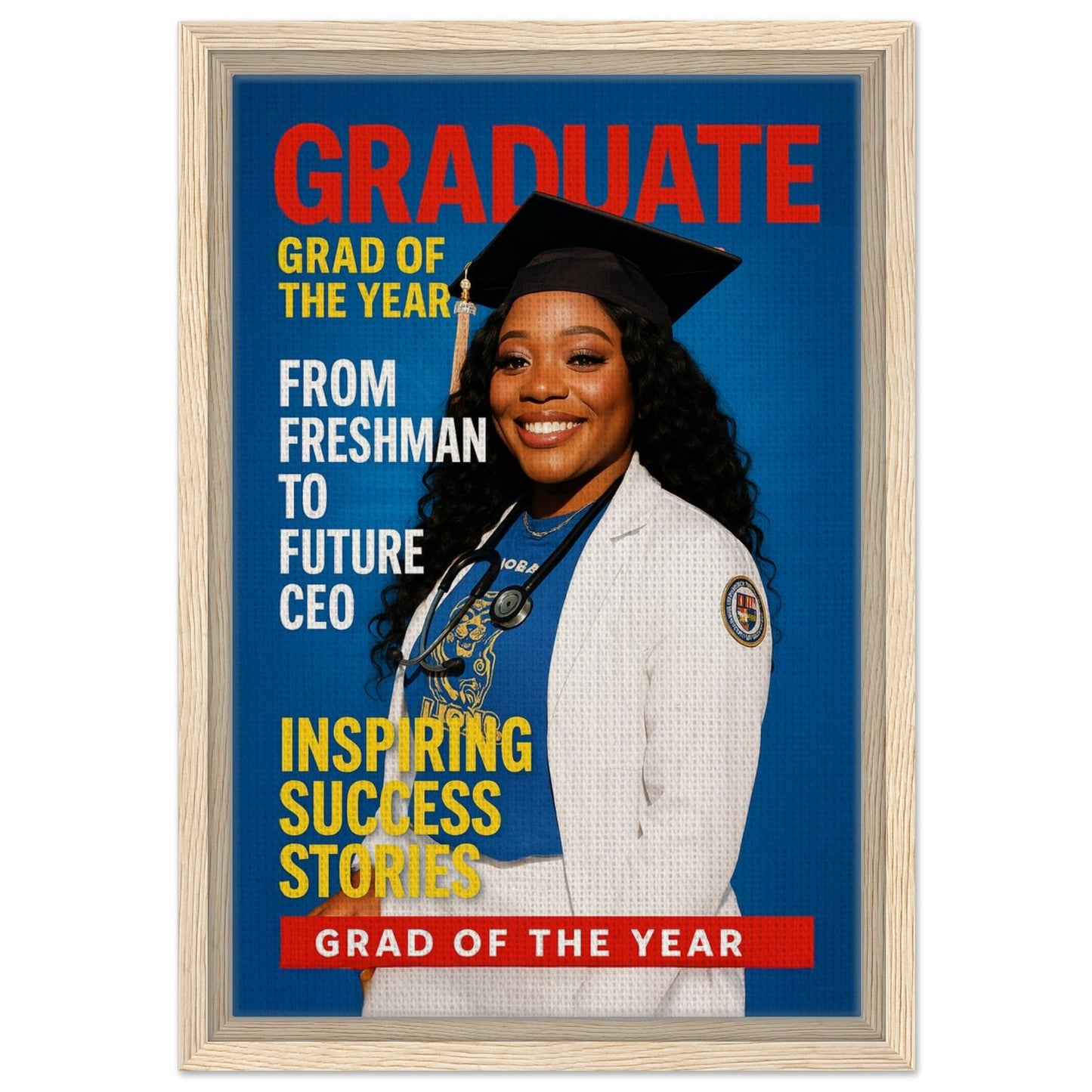 Personalized Graduation Portrait – Framed Canvas - Masterpiece Print