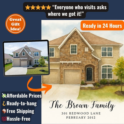 Personalized Home Portrait – Canvas - Masterpiece Print