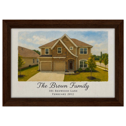 Personalized Home Portrait – Framed Canvas - Masterpiece Print