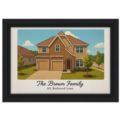 Personalized Home Portrait – Framed Canvas - Masterpiece Print