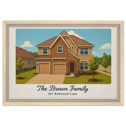 Personalized Home Portrait – Framed Canvas - Masterpiece Print
