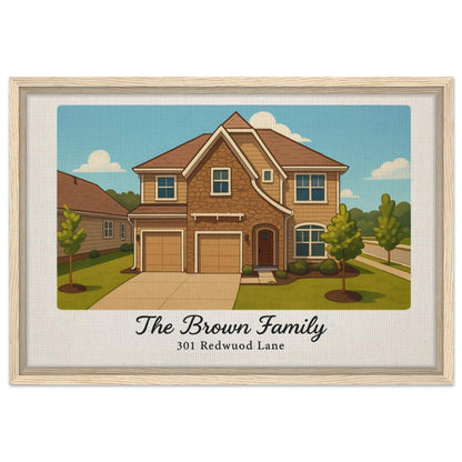 Personalized Home Portrait – Framed Canvas - Masterpiece Print