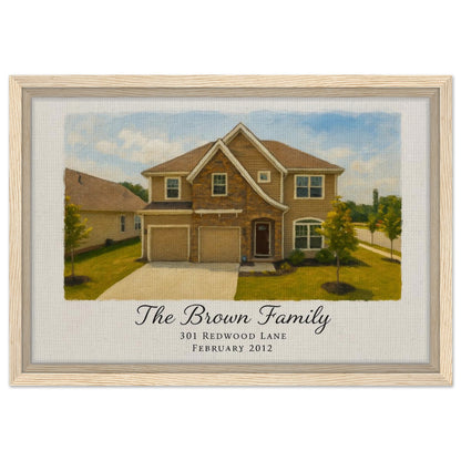 Personalized Home Portrait – Framed Canvas - Masterpiece Print