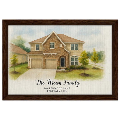 Personalized Home Portrait – Framed Canvas - Masterpiece Print