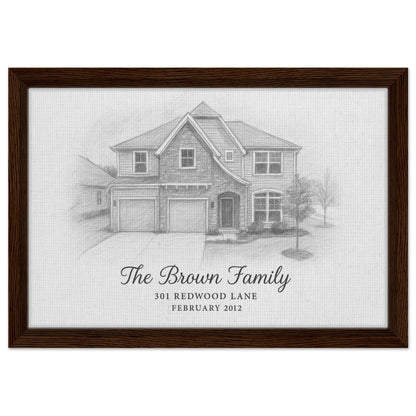 Personalized Home Portrait – Framed Canvas - Masterpiece Print