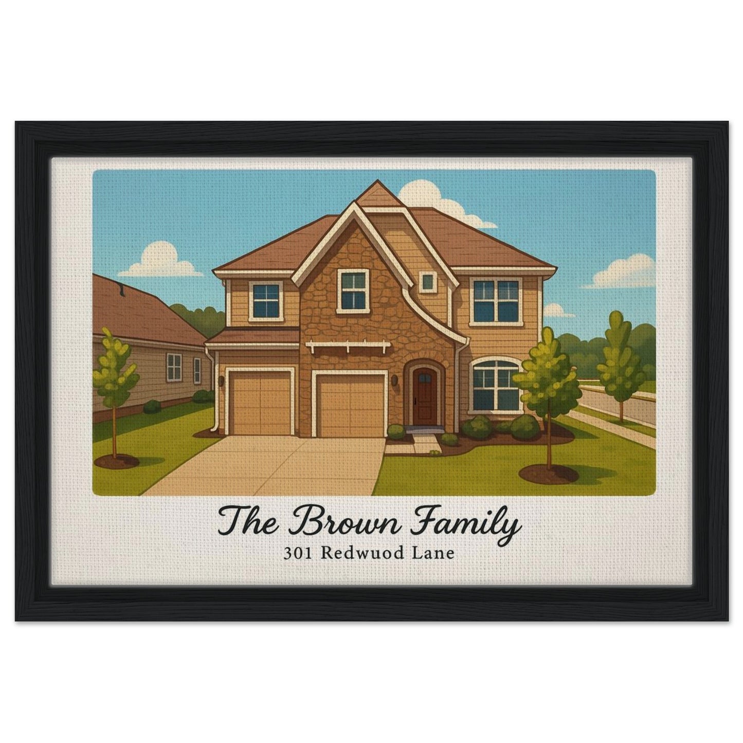 Personalized Home Portrait – Framed Canvas - Masterpiece Print