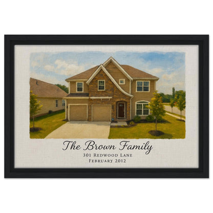 Personalized Home Portrait – Framed Canvas - Masterpiece Print