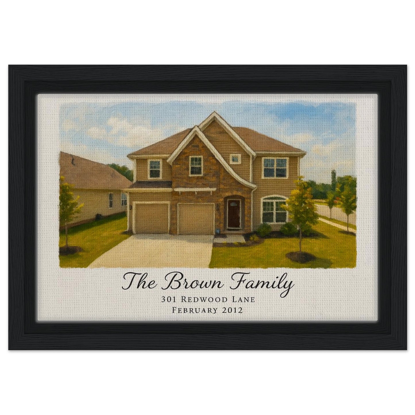 Personalized Home Portrait – Framed Canvas - Masterpiece Print