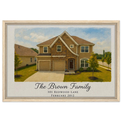 Personalized Home Portrait – Framed Canvas - Masterpiece Print