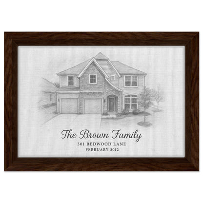 Personalized Home Portrait – Framed Canvas - Masterpiece Print