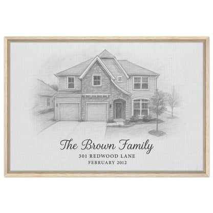 Personalized Home Portrait – Framed Canvas - Masterpiece Print