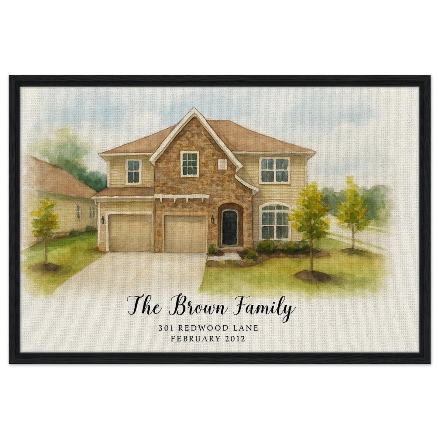 Personalized Home Portrait – Framed Canvas - Masterpiece Print