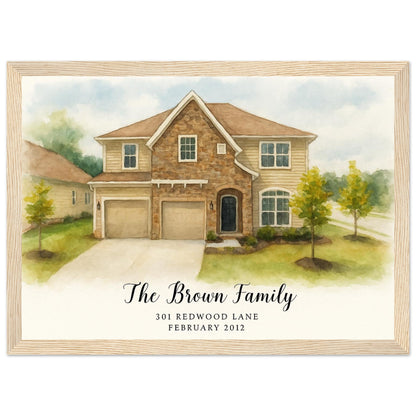 Personalized Home Portrait – Framed Print - Masterpiece Print