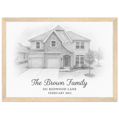 Personalized Home Portrait – Framed Print - Masterpiece Print