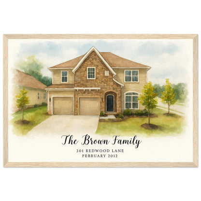 Personalized Home Portrait – Framed Print - Masterpiece Print