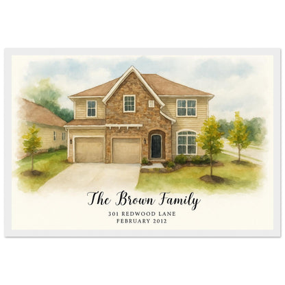 Personalized Home Portrait – Framed Print - Masterpiece Print