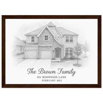 Personalized Home Portrait – Framed Print - Masterpiece Print