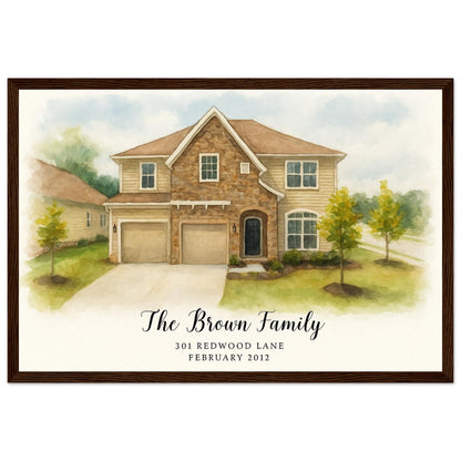 Personalized Home Portrait – Framed Print - Masterpiece Print