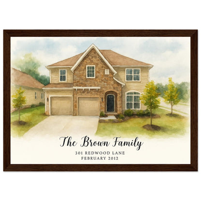 Personalized Home Portrait – Framed Print - Masterpiece Print