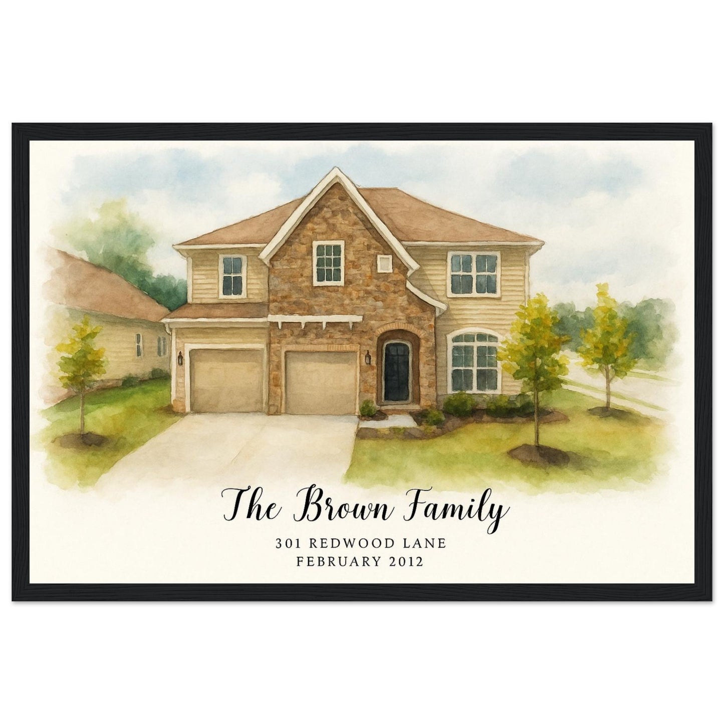 Personalized Home Portrait – Framed Print - Masterpiece Print