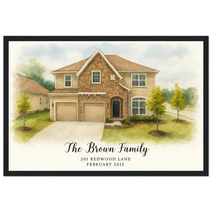 Personalized Home Portrait – Framed Print - Masterpiece Print